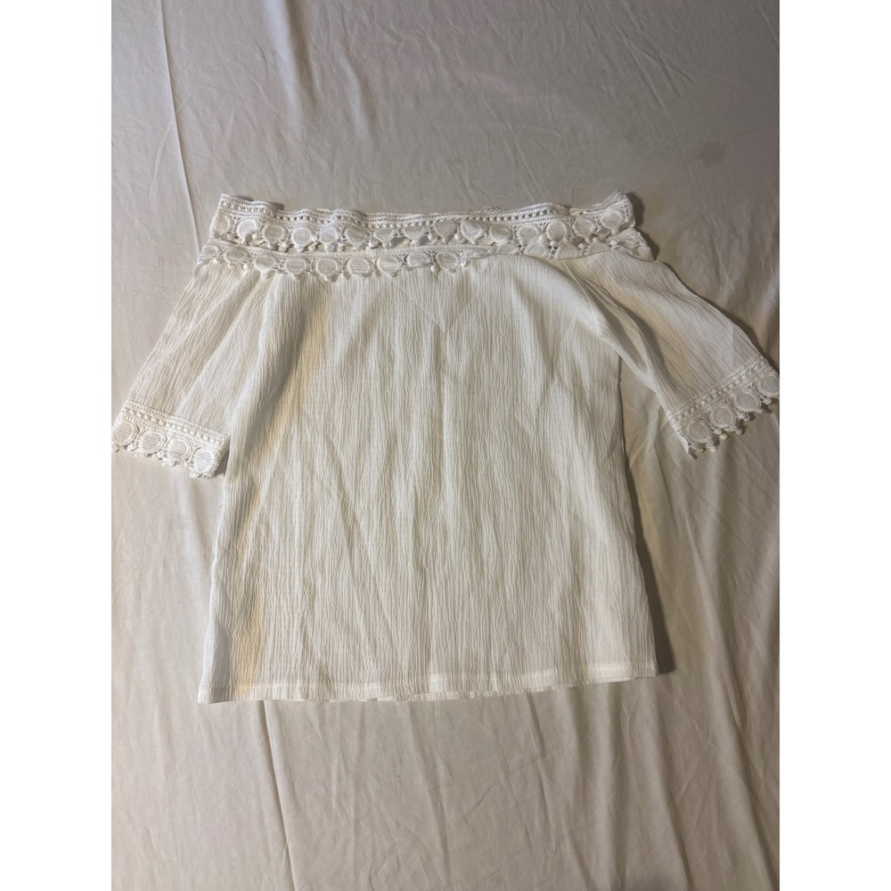 CBR Off The Shoulder Blouse Womens Size S White Excellent Crochet Lace Gauze Top